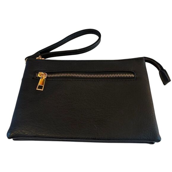 Elegant Black Wristlet Clutch W/ Gold Toned Hardware. - Picture 8 of 8